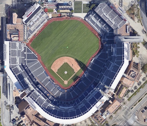Aerial view of Petco Park, home of the San Diego Padres
